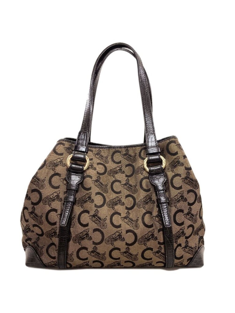 Celine C Sulky Handbag Canvas